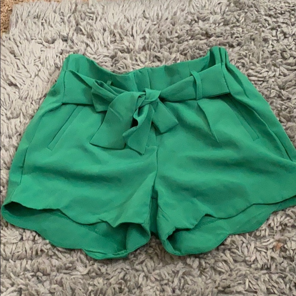 Green Flower Trim Shorts